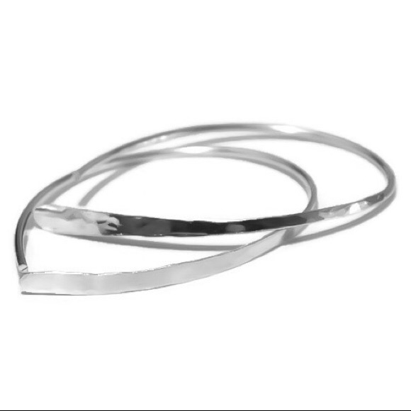 925 Sterling Silver Hammered Front Threader Open Hoop Earrings 1.25” Mid Size - Picture 4 of 7